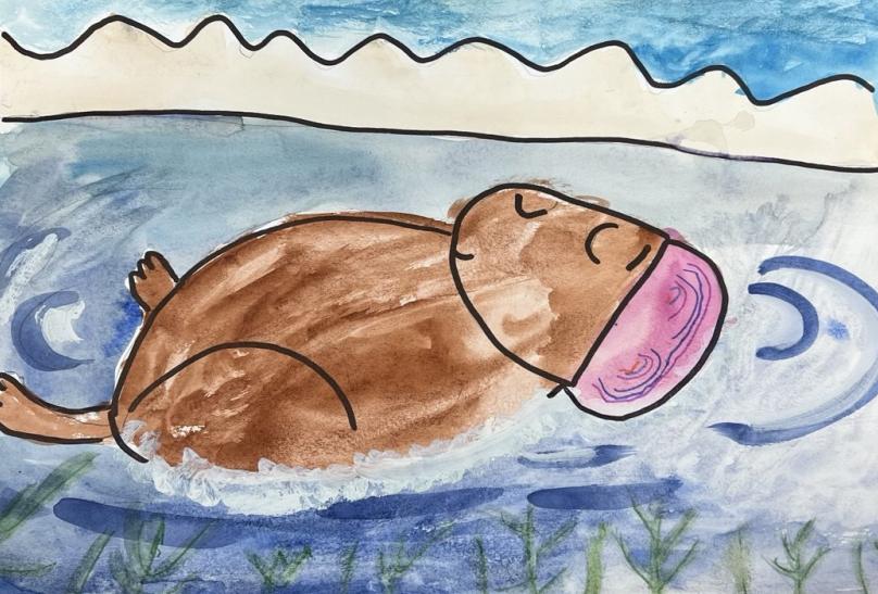 Капибара в озерной безмятежности