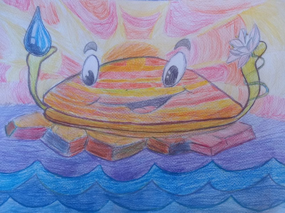 Двустворчатый моллюск с кувшинкой