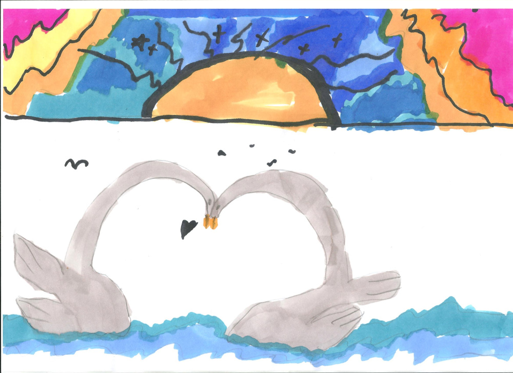 Гольяновский пруд. Пара лебедей