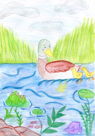 Утки на пруду 