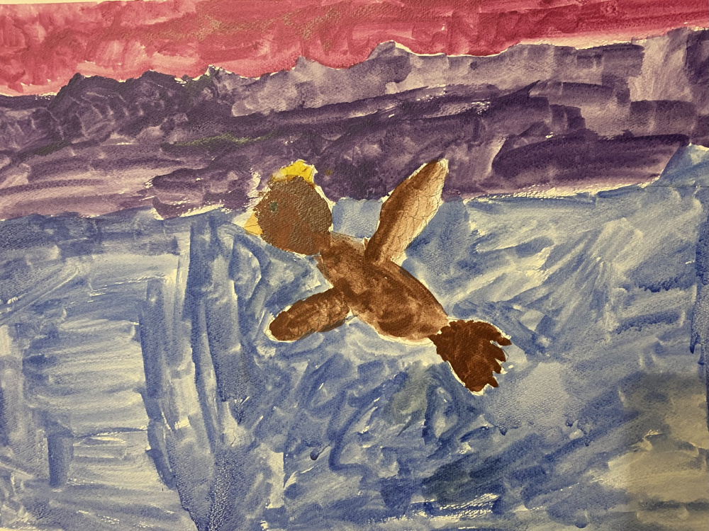 Перелетная птичка над водной гладью