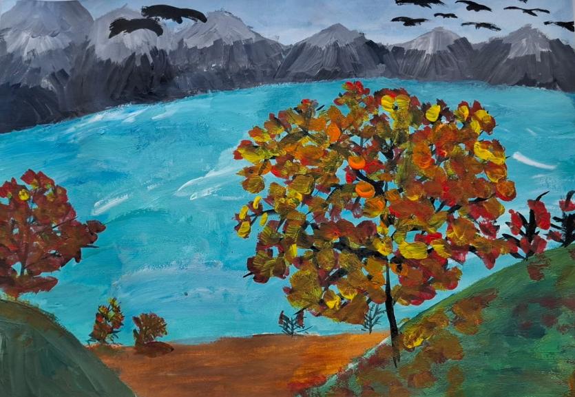 Горное озеро в октябре.