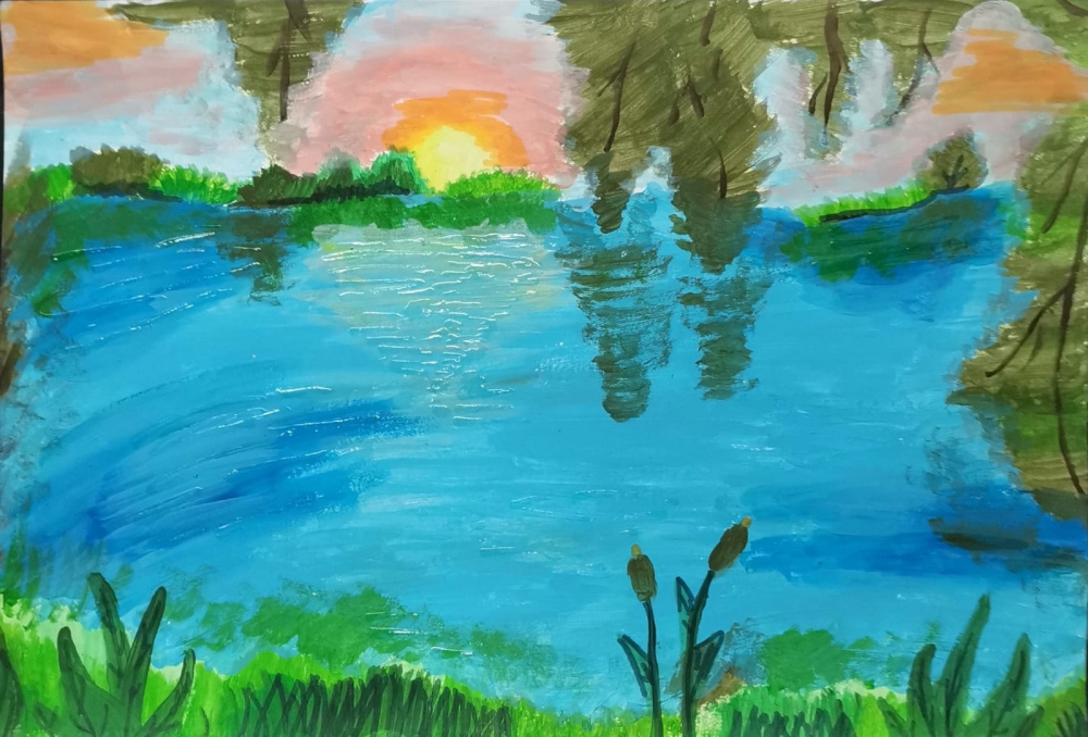 Летние закаты над озером