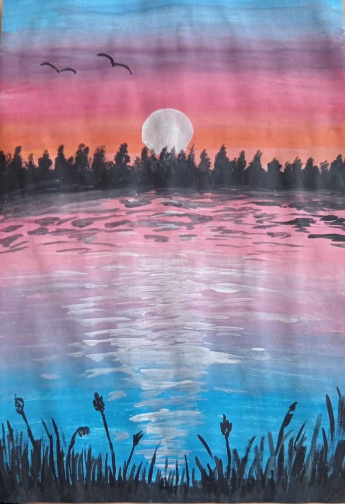 "Вечерний закат у реки"