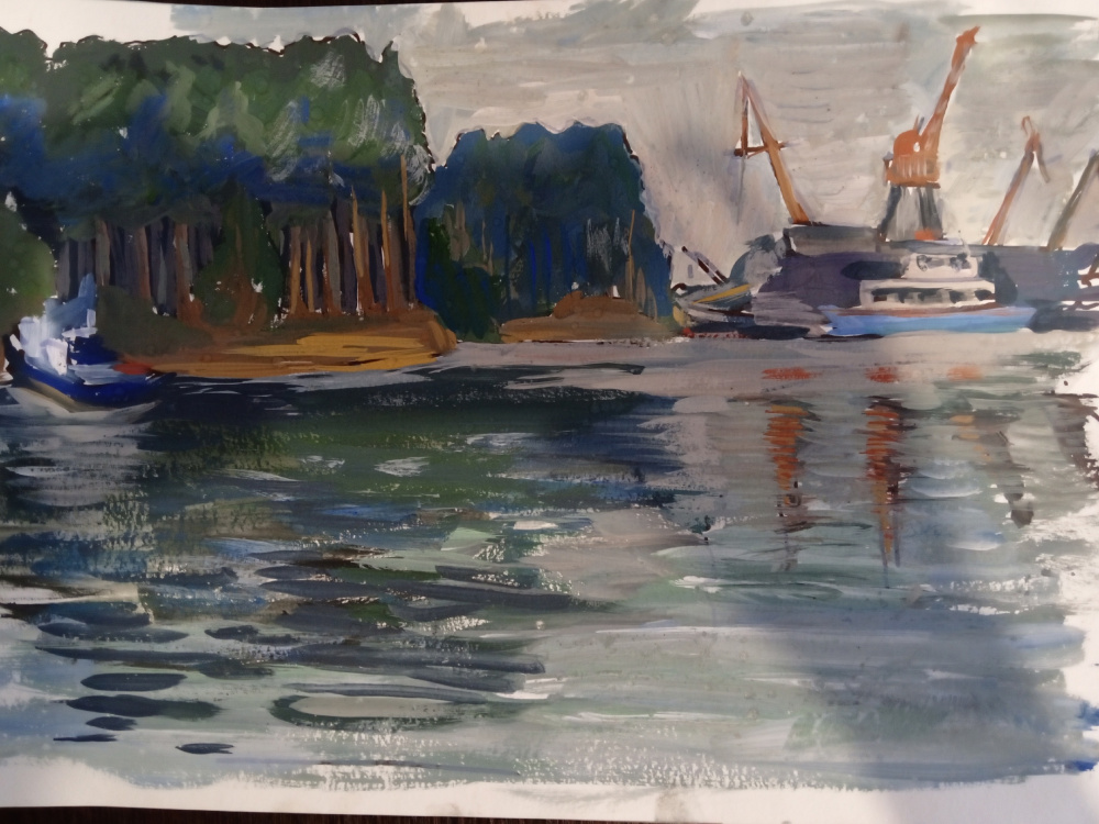 Река Кама в районе Воткинской ГЭС в августе