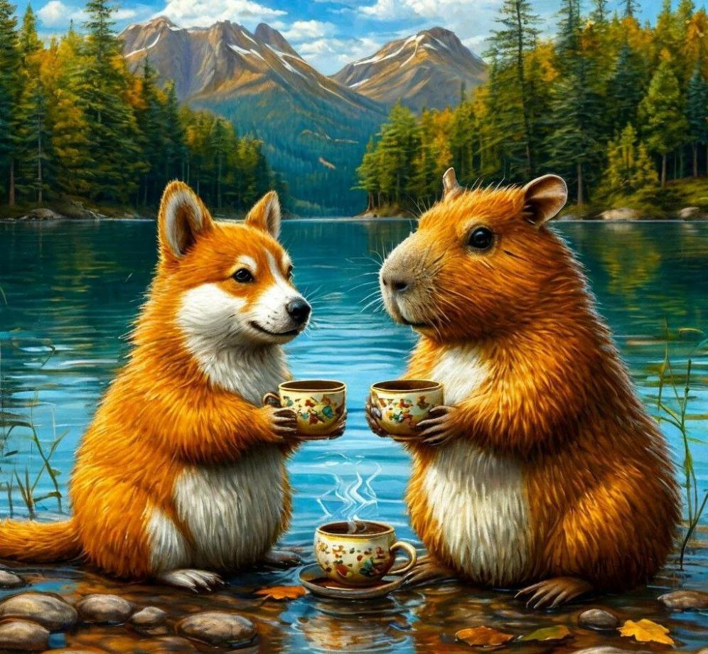 Чаепитие на берегу озера