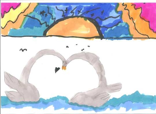 Гольяновский пруд. Пара лебедей