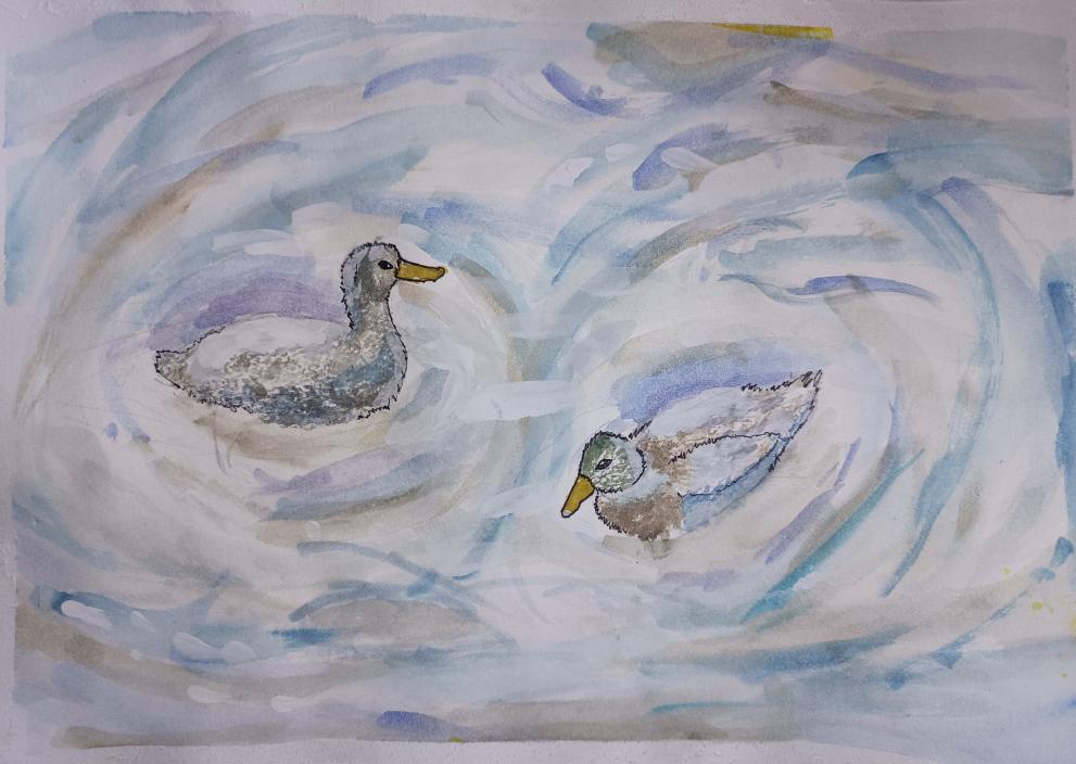 Уточки на пруду 