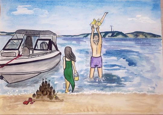 С папой и мамой на Волге