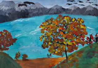 Горное озеро в октябре.