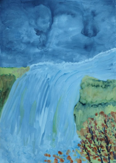 водопад осенью