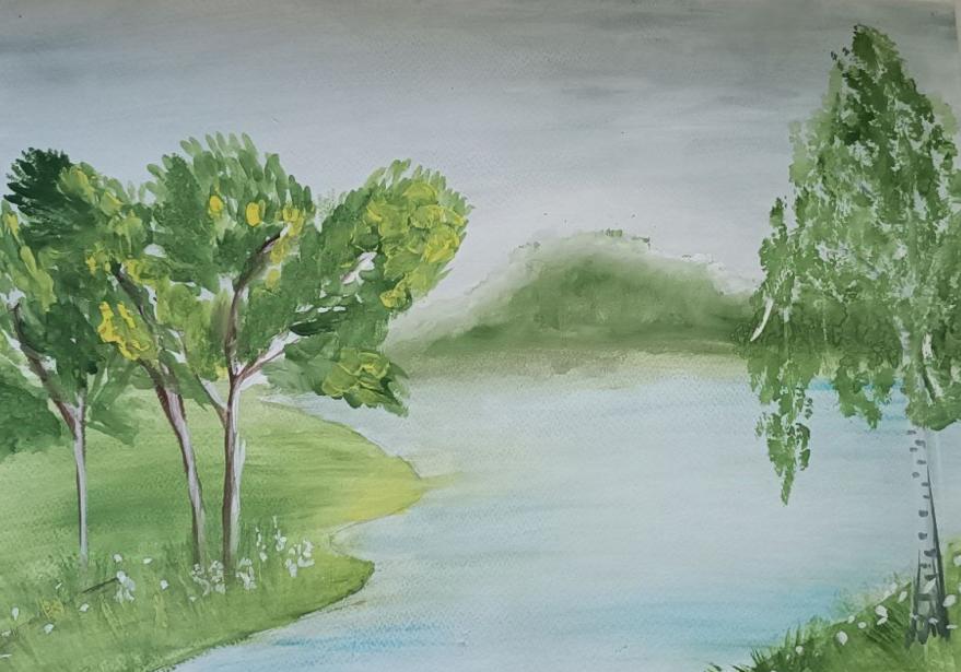 Речной пейзаж в начале весны