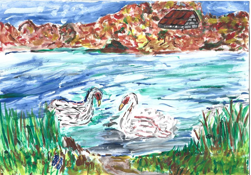 Любимая достопримечательность нашего поселка - пруд с лебедями