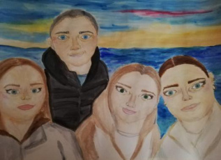 Семья на море