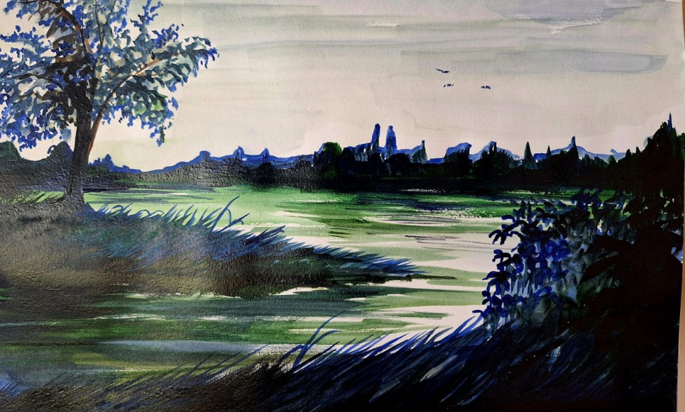 Осенний вечер на реке Кальмиус.