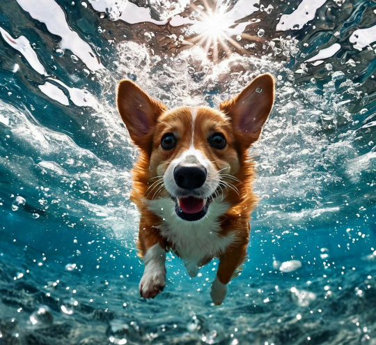 Корги на море