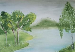 Речной пейзаж в начале весны