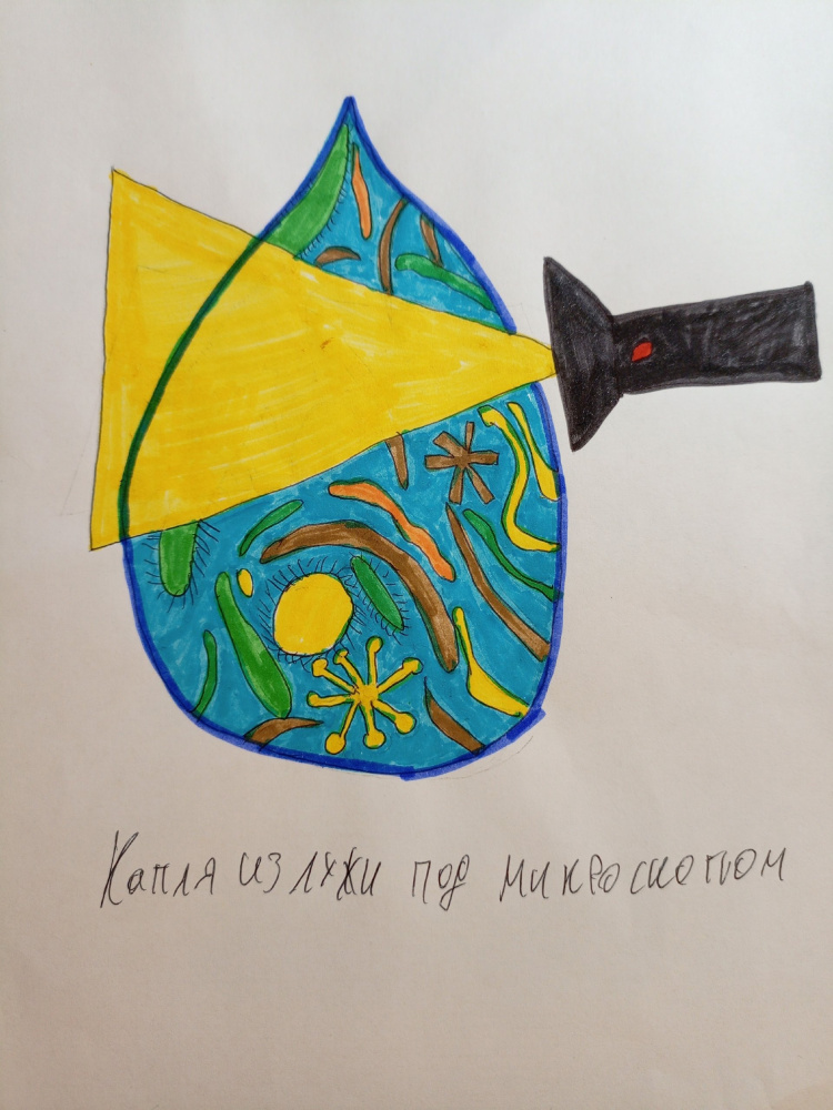 Капля из лужи под микроскопом