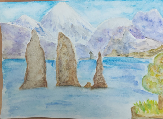 Осенний вид на Авачинскую бухту с триия братьями с видами на вулкан