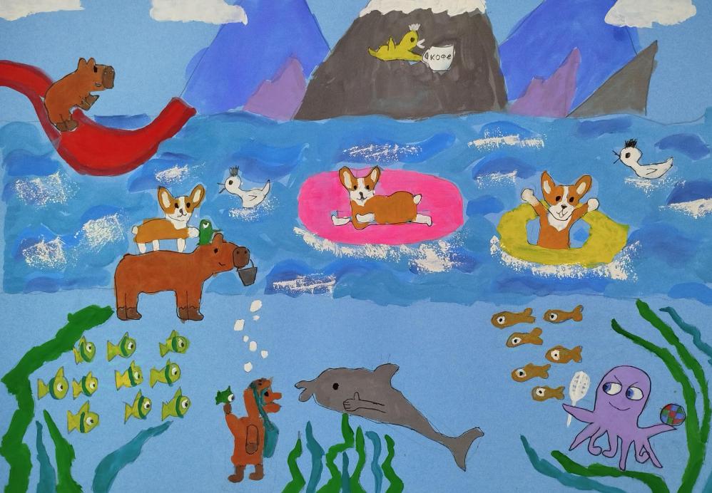 Корги и Капибара с друзьями в Капибара-лэнде