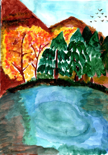 Гейзерное озеро осенью 