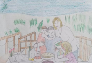 Семейный отдых на берегу речки 