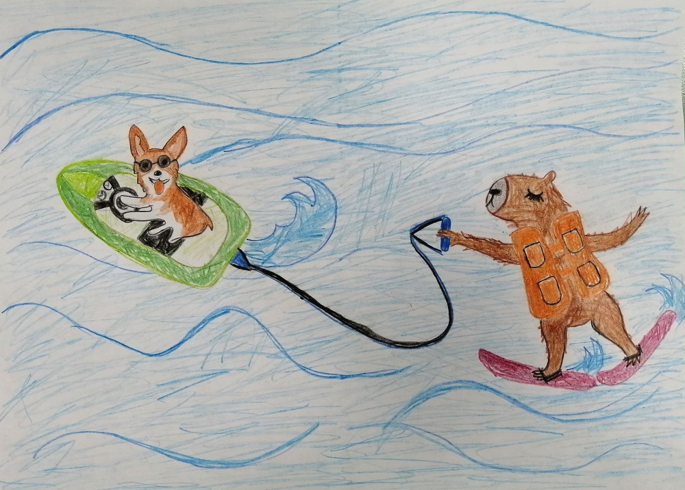 "Корги и капибар - друзья и спортсмены"