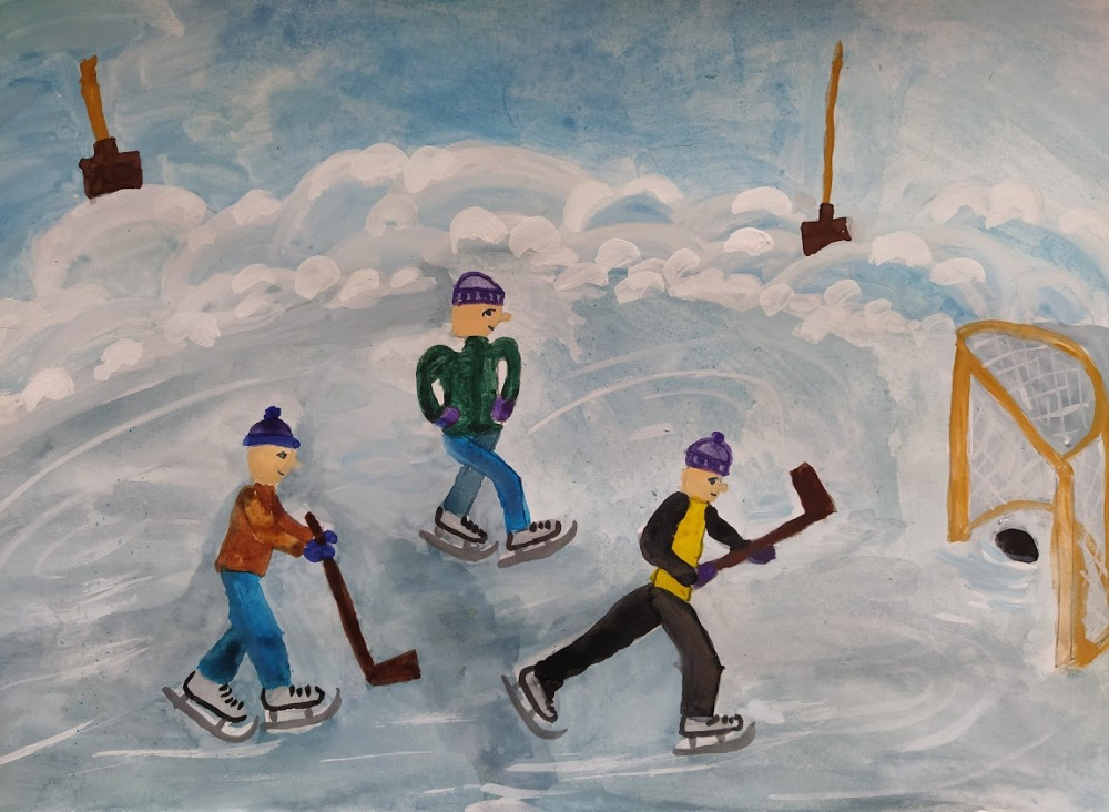 Зимой на пруду