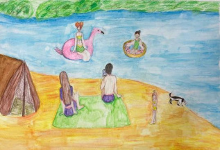 Моя семья на пляже реки Томь