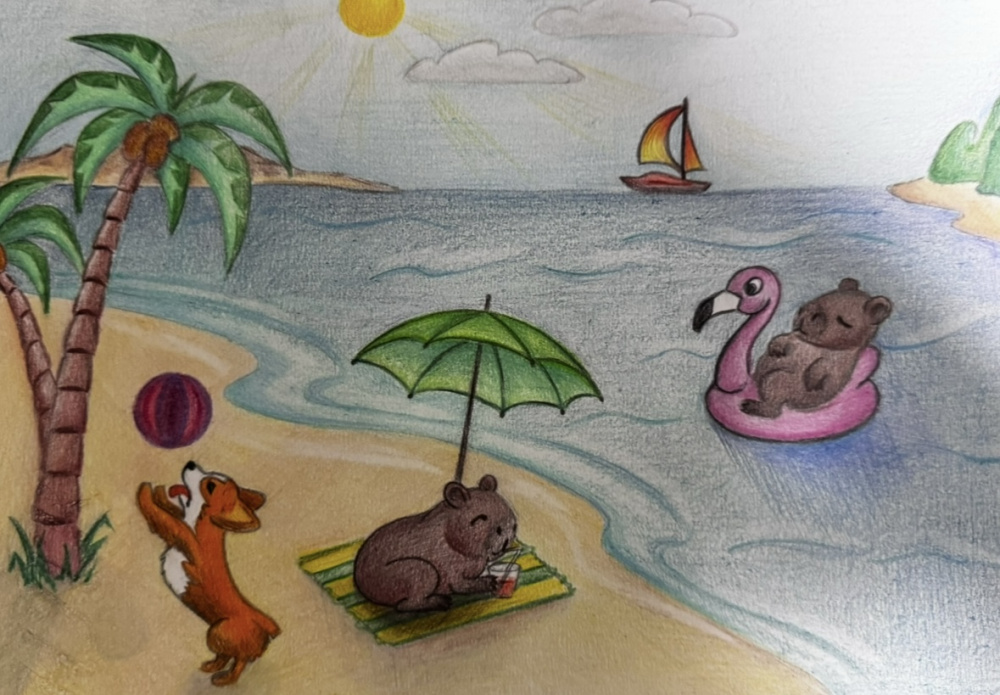 «Корги «Хлоя» на пляжной вечеринке»